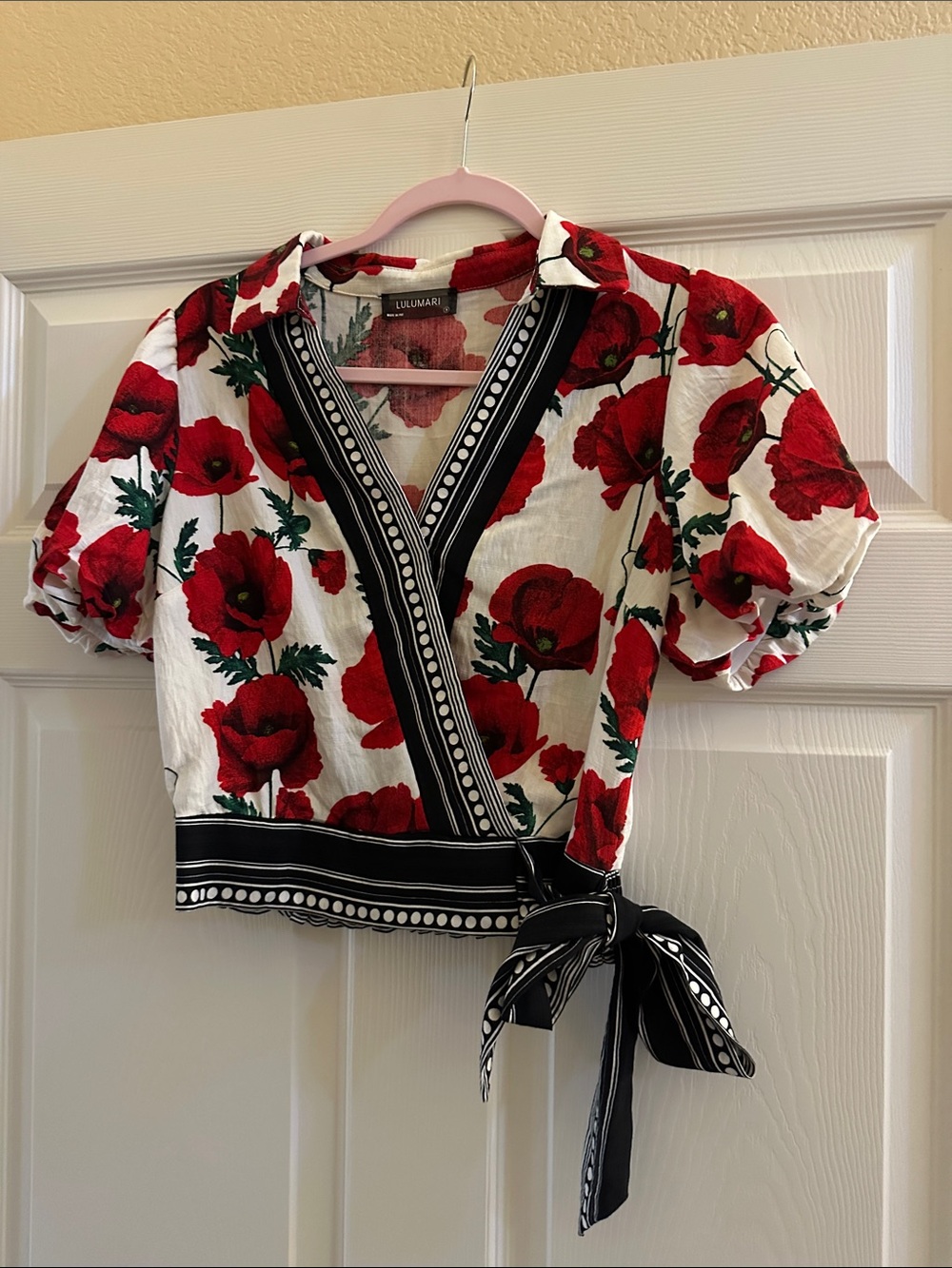 Lulumari Red Poppy Wrap Crop Top